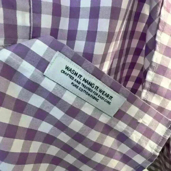 Gant Purple Plaid Men’s Button Down Dress Shirt For Cuff Links Size L - Picture 5 of 14